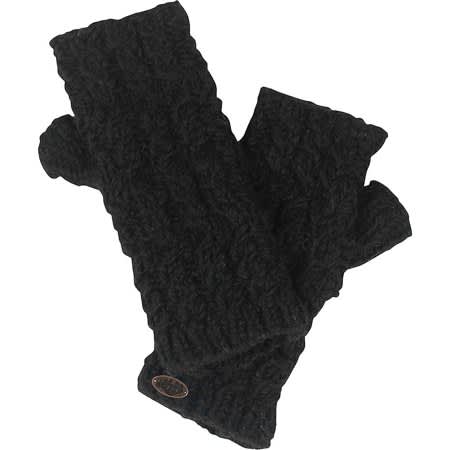 Women's Nepal Mika Fingerless Mittens - Black OSFA
